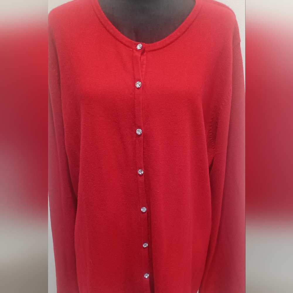 Jacklyn Smith Red Button-Up Cardigan